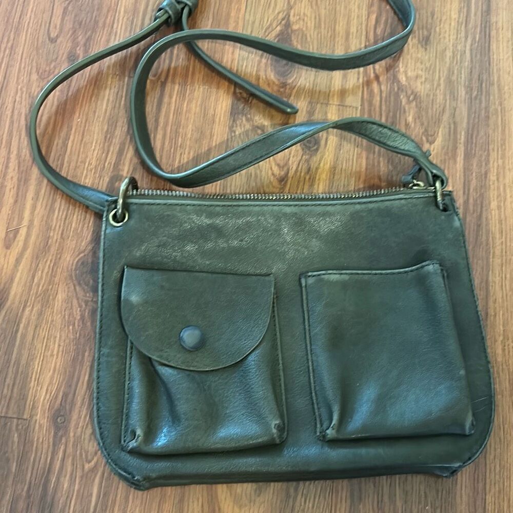 Anthropologie leather green Crossbody bag.